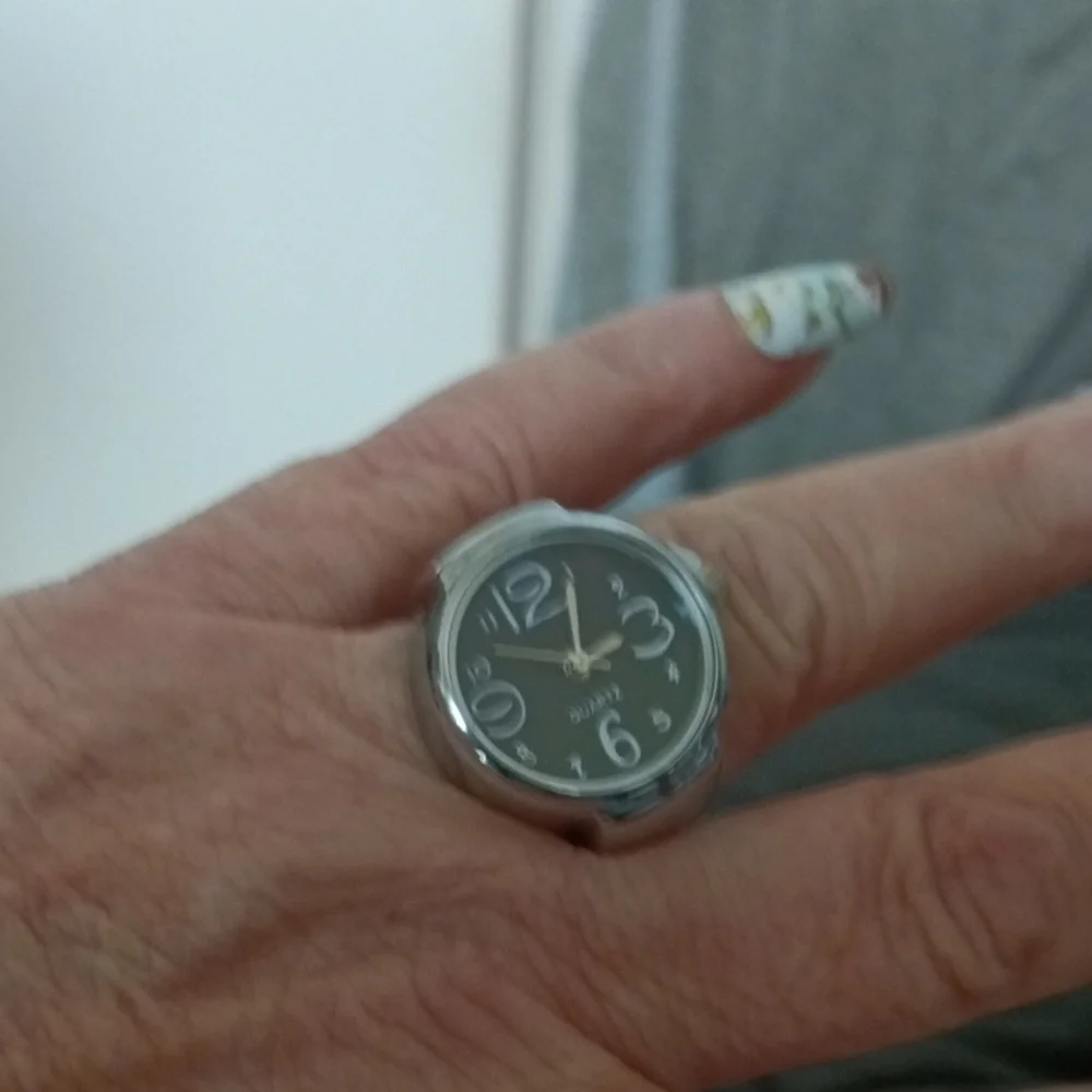 Elegant Silver Wearable Ring Watch